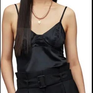 Allsaints Rali Black Silk Blend Camisole Tank Top